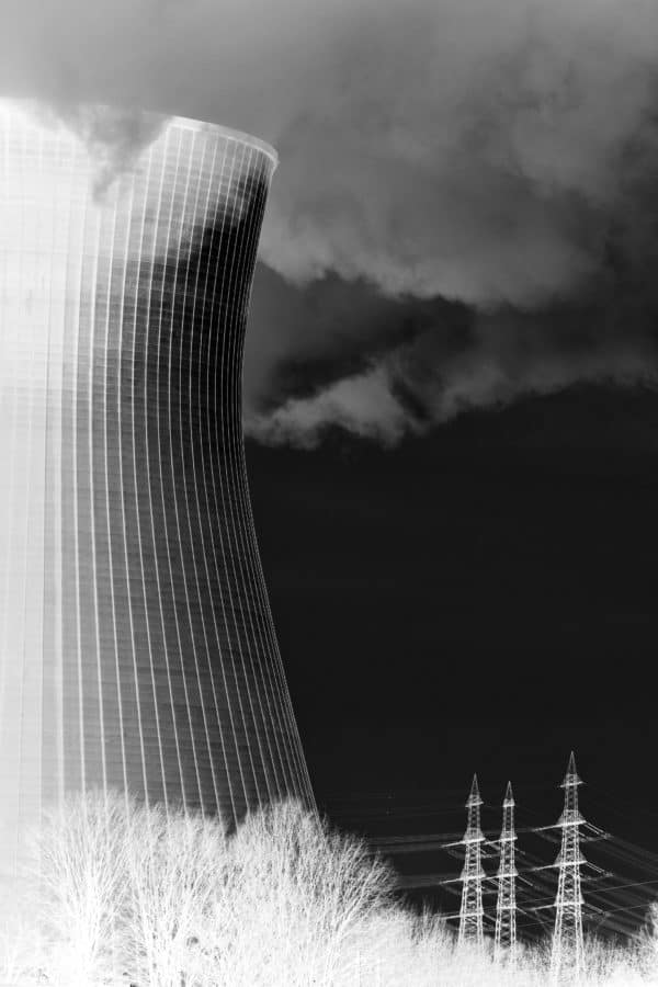 architecture de monochrome, ciel, centrale électrique, fumée, pollution
