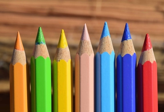 barevné, pestré, tužky, dřevo, umění, kreslení, makro