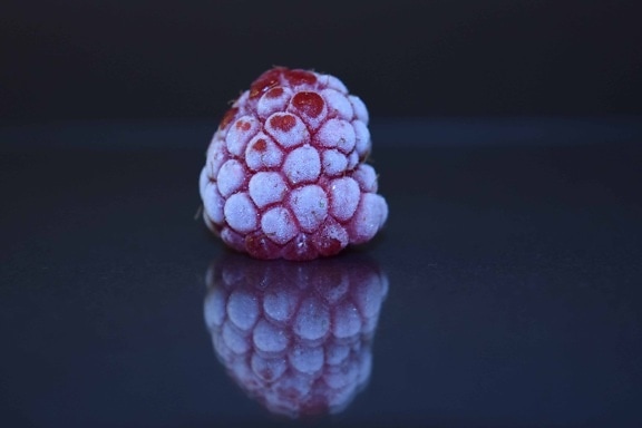 树莓, 宏观, 细节, 黑暗, 反射, 水果, 冰冻, 冰, 冷