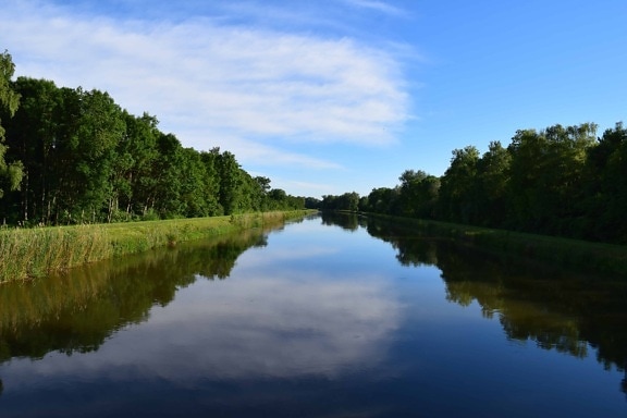 landscape, river, water, tree, riverbank, daylight, reflection, nature, blue sky