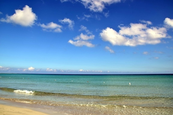 Verão, horizonte, água, areia, azul skyn, praia, mar, oceano, Costa, céu, paisagem