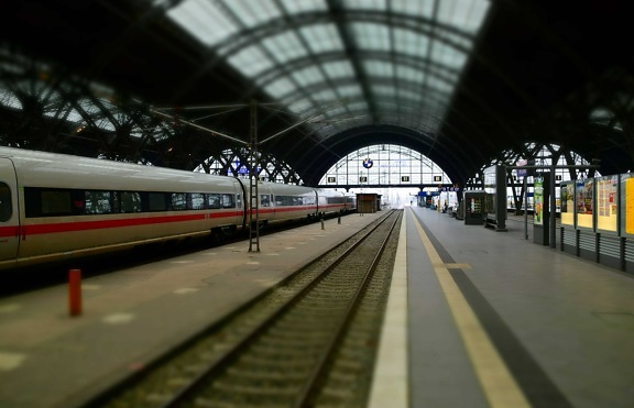 pociąg, lokomotywa, kolejowa, tunel, stacji, terminali, transport
