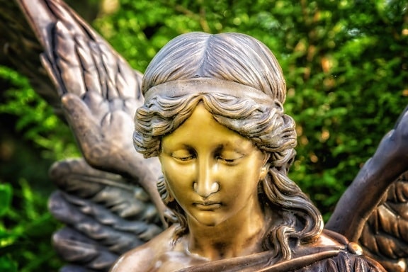 Angel, křídlo, bronz, náboženství, sochařství, socha, umění, portrét