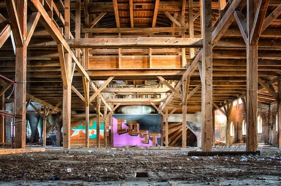 hall, warehouse, old, factory, metal, construction