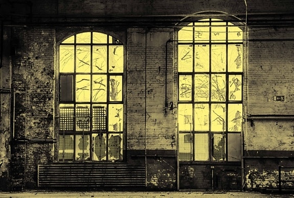 Sklad, průmysl, haly, okno, starý, architektura