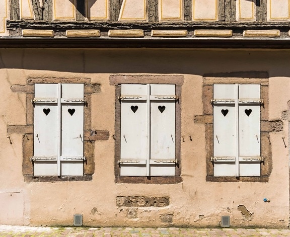 facade, architecture, house, old, window, brown, wall