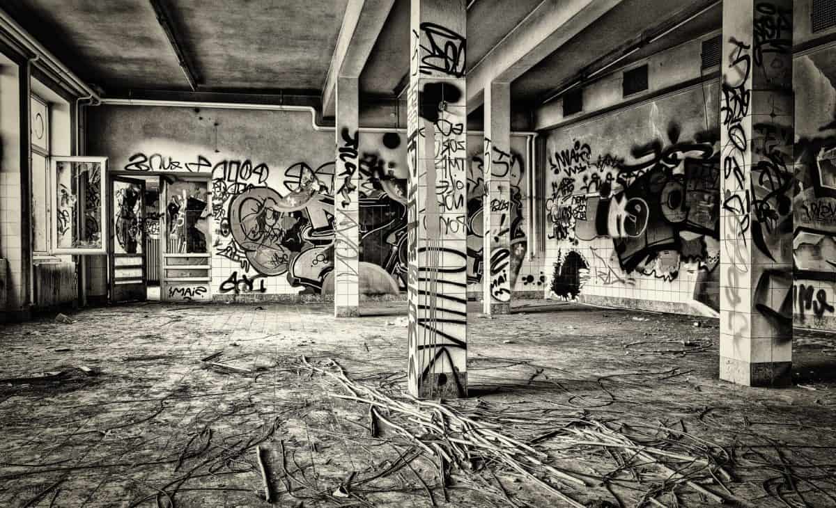 zgrade, crno-bijeli, stari, grafit, vandalizam