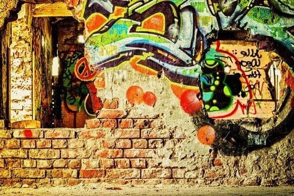 hærværk, kunst, mur, graffiti, mosaik