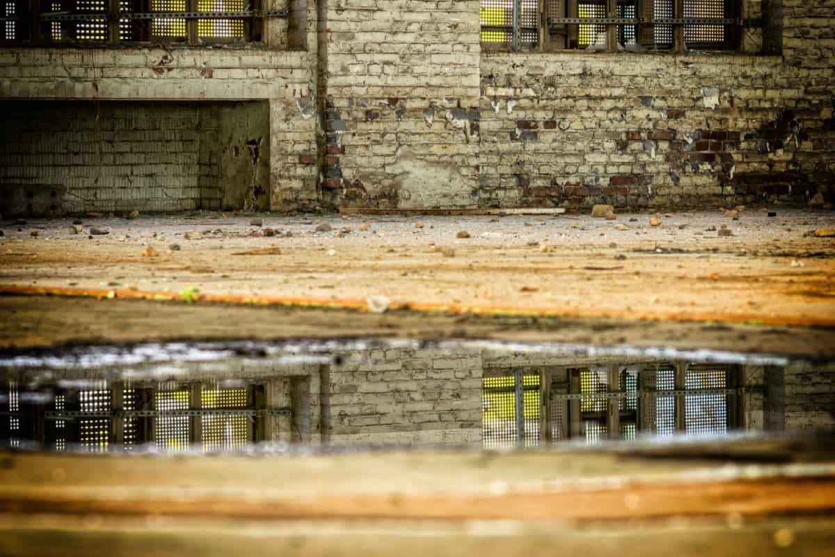 architecture, wall, old, brick, water, reflection