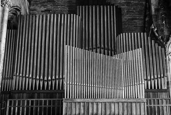 architettura, bianco e nero, musica, suono, organo, metallo, tubo