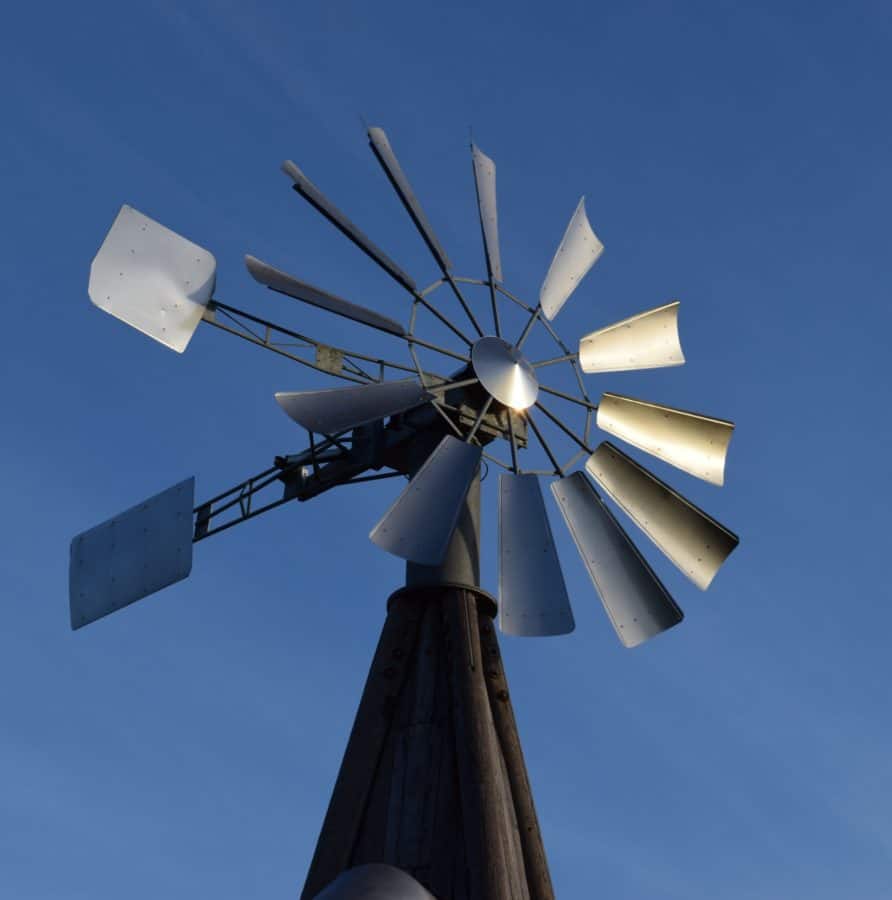 céu azul, roda, máquina, ao ar livre, moinho de vento, vento