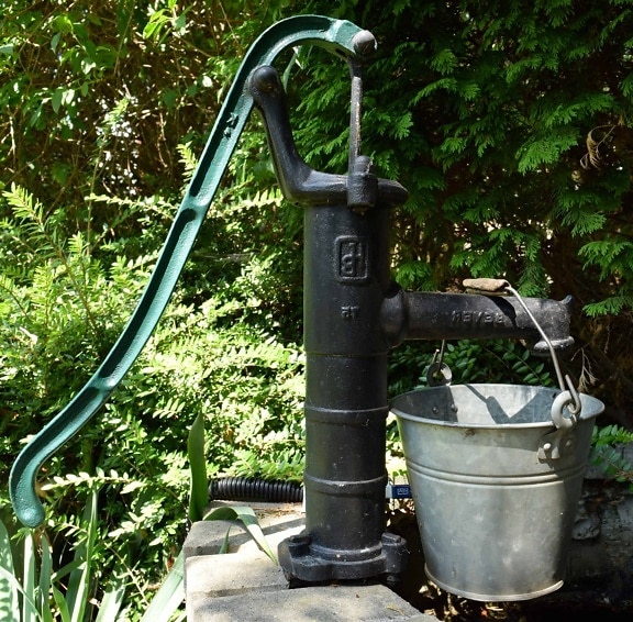pompe à eau, jardin, robinet, irrigation, environnement, jardin, acier, équipement