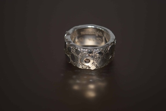 Biżuteria, srebro, pierścień, metalu, kamienia, odbicie, obiektu, makro