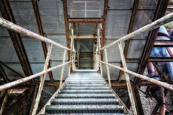楼梯, 栅栏, 网格, 工业, 金属, 钢铁, 建筑
