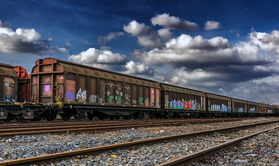 lokomotiv, jernbaner, tog, motor, køretøj, railroad, blå himmel