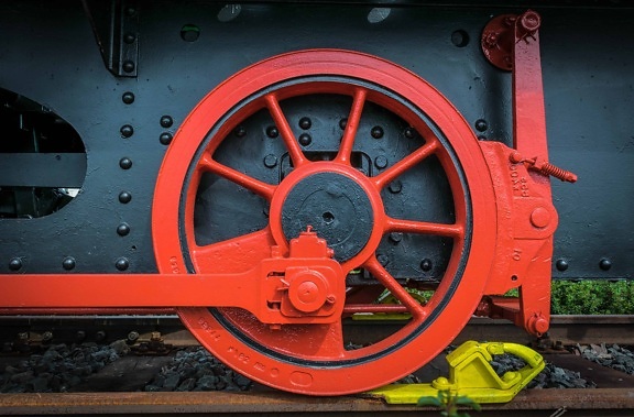 tren motor, locomotora, vehículo, tren, rueda, rojo