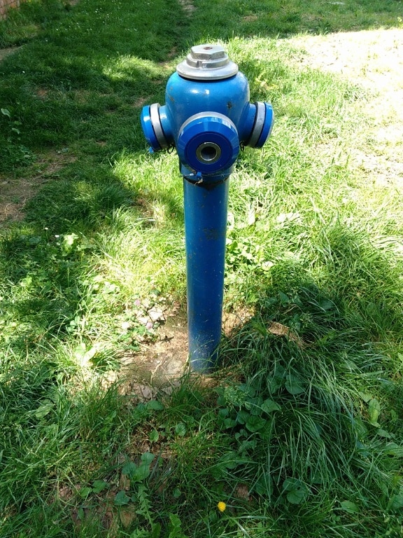 hydrant, object, metal, summer, grass, garden, instrument, mechanism