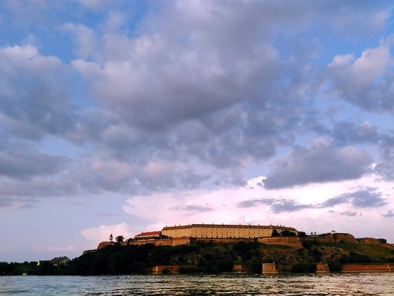 fortress, landmark, Novi Sad, Petrovaradin, beach, water, landscape, sky