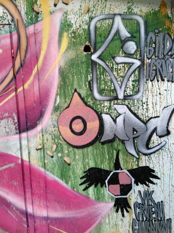 mur, vandalisme, art, graffiti, coloré