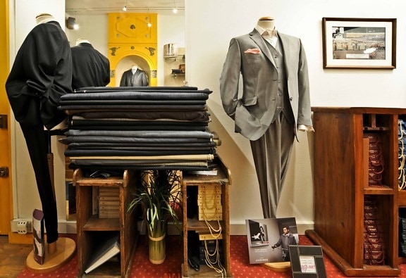 nábytek, móda, umění, bunda, kalhoty, krejčí, stůl, elegantní