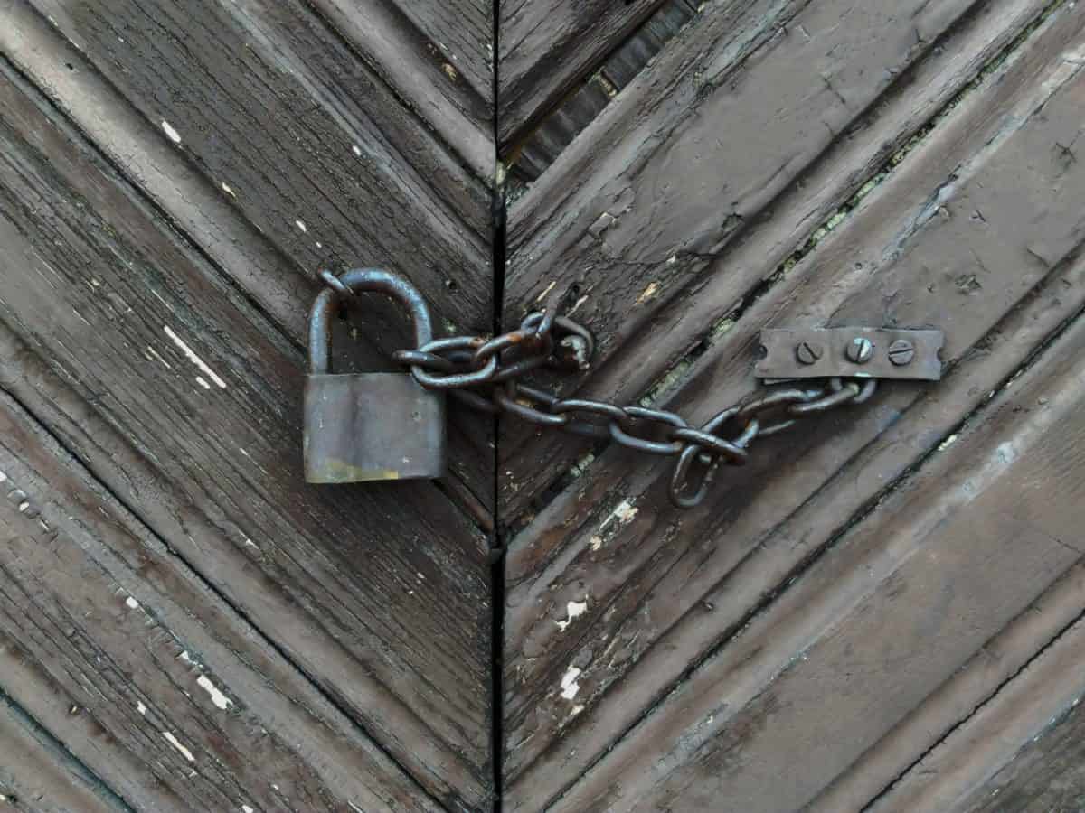 protezione in legno, ingresso, vecchio, di legno, in acciaio, porta, Ferro