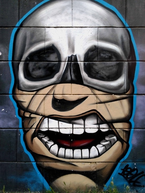 coloridos, máscara, rosto, vandalismo, graffiti, arte, cabeça