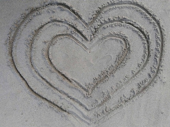 hjärta, kärlek, konst, abstrakt, beach, sand, textur, mönster