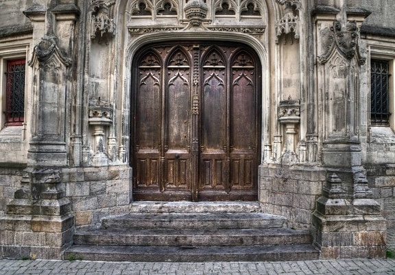 архітектури, кам'яні, найдавніші, фасад, старі, двері, відкритий
