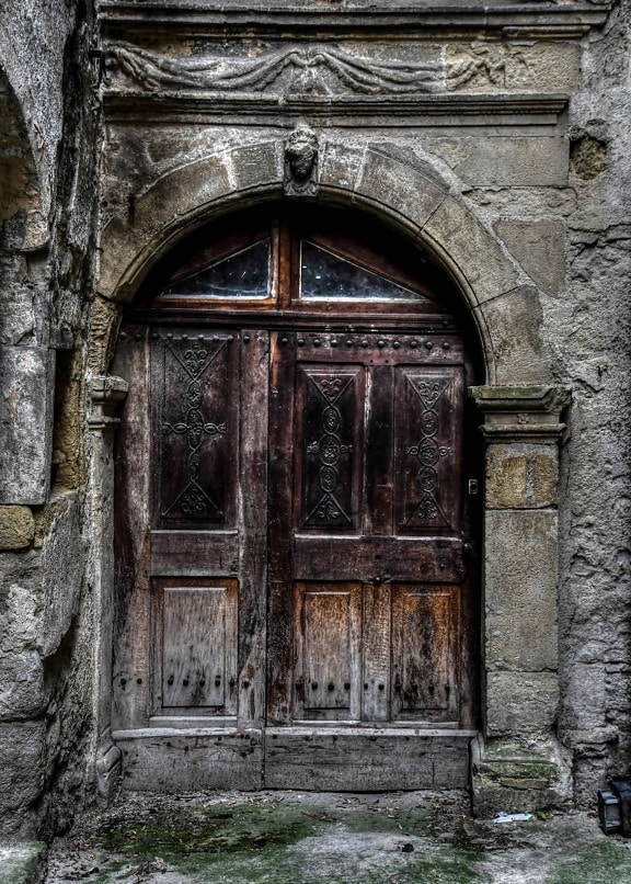 gammal, dörr, dörröppning, entré, arkitektur, antika, sten