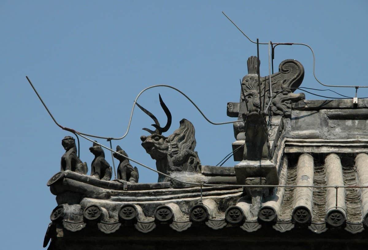 estátua, velho, céu, arquitetura, escultura, telhado