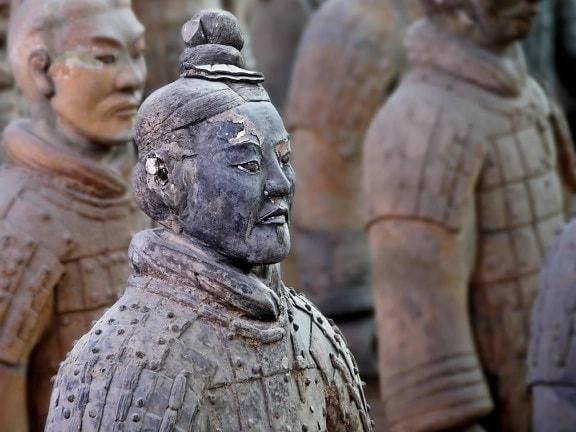 skulptur, forntida, Asien, Kina, staty, konst, religion, person, Utomhus