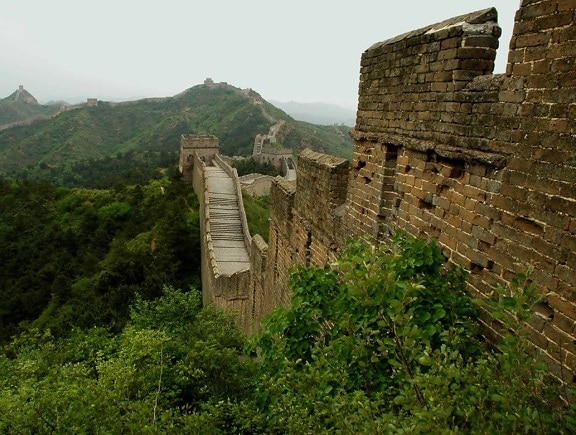 中国、万里の長城、石、古代、アーキテクチャ、山、古い