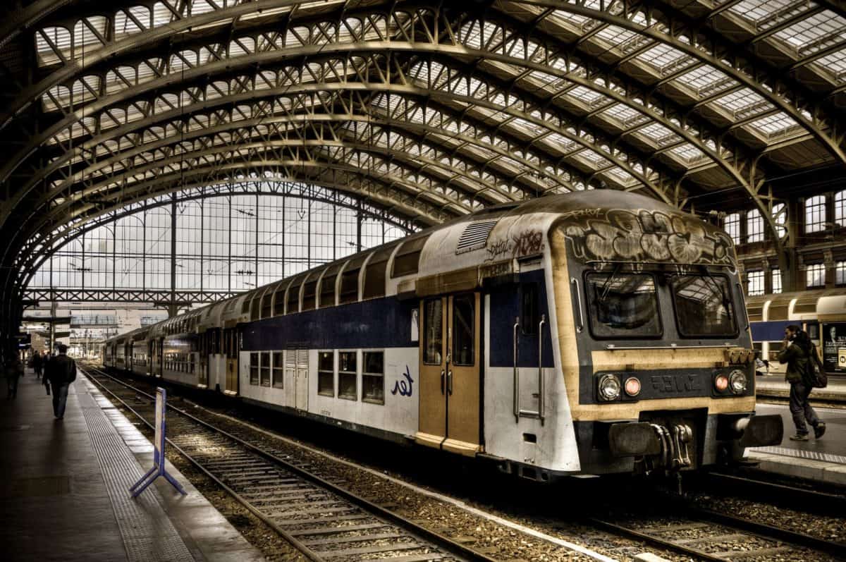 vasútállomás, acél, platform, állomás, vonat, mozdony