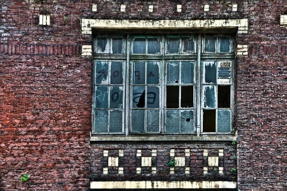 janela, casa, arquitetura, tijolo, velho, parede, ao ar livre