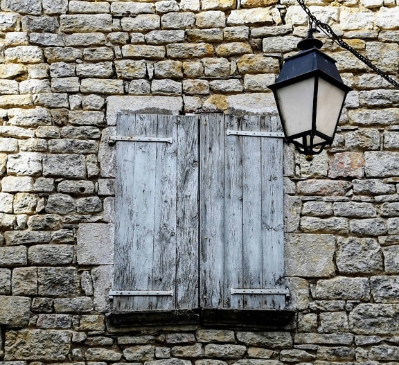 janela, parede de tijolo, velho, parede, madeira, exterior, construção, arquitetura
