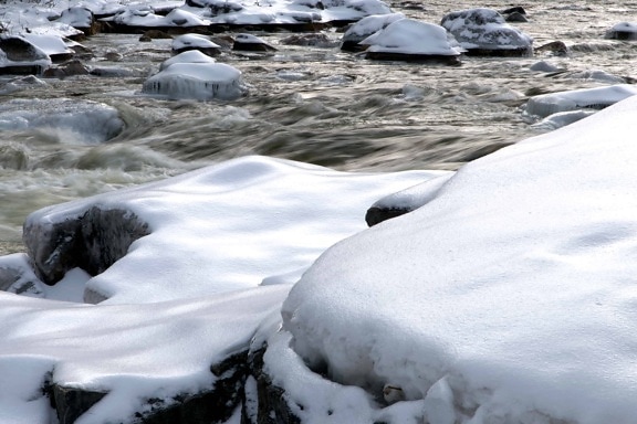 природата, сняг, замразени, лед, вода, студено, замръзване, река, зима