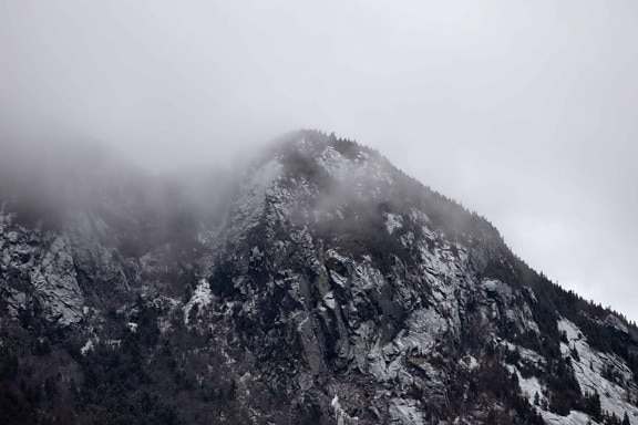 山, 雪, 薄雾, 冬天, 雾, 风景, 室外, 自然