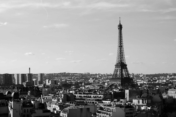 Sepia, Francja, monochromatyczne, miasto, architektura, Paryż, wieża, niebo, punkt orientacyjny, odkryty