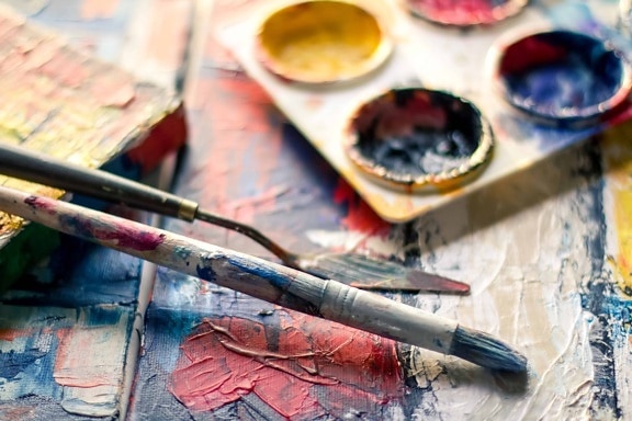 painter, art, fine arts, paintbrush, brush, applicator, paper, pencil