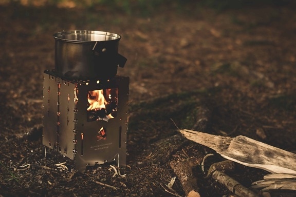 outdoor, fire, camping, ground, night, darkness
