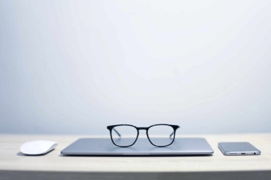laptop computer, eyeglasses, technology, modern, object, office