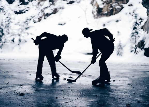 hockey, nieve, hombre, gente, pala, invierno, herramienta, frío, montaña, deporte extremo
