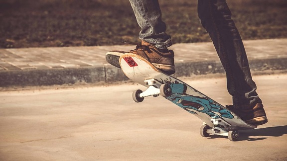 skateboard wedstrijd, sport, sprong, persoon, grond, buiten