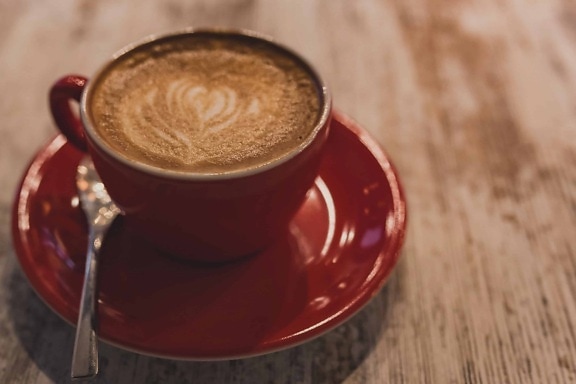 cà phê mug, muỗng, thức uống, ly, pha cà phê, caffeine, cà phê cappuccino, gỗ