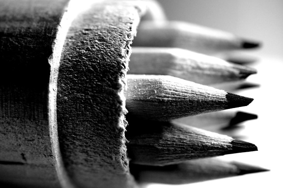 чорно-білий олівець письмовій формі, об'єкт, деталь, деревина, макрос,