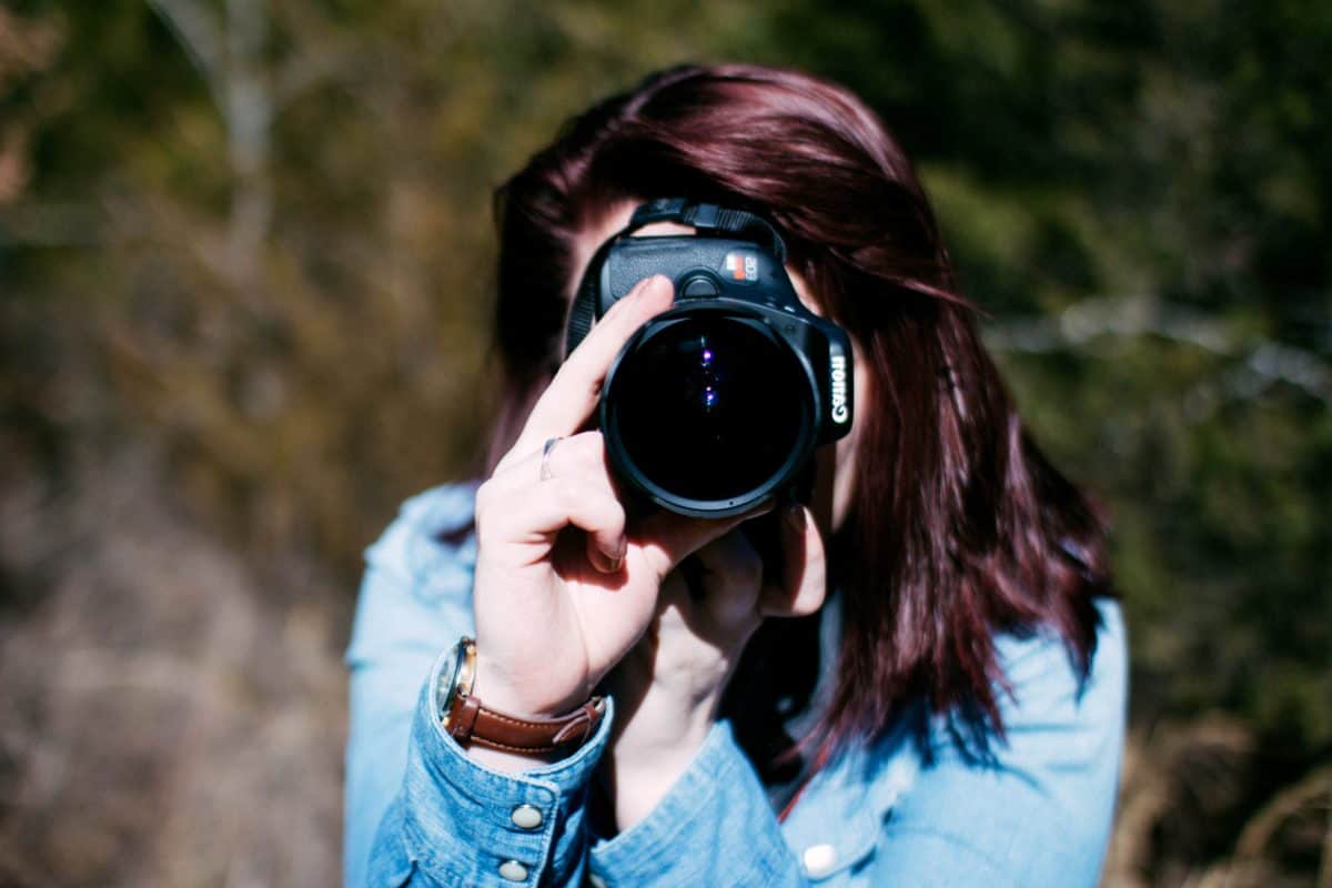 fotograf, fotografie, pekná holka, príroda, portrét, žena, objektív, ďalekohľad, fotoaparát, osoba