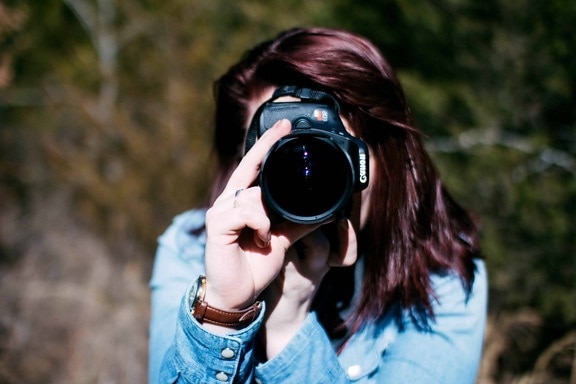 fotógrafo, fotografia, menina bonita, natureza, retrato, mulher, lentes, binóculos, câmera, pessoa