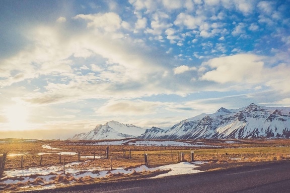 estrada, neve, montanha, Parque Nacional, paisagem, céu azul, natureza, ao ar livre