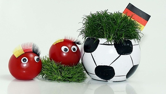 zöldség csendélet, fű, zászló, labdarúgás, dekoráció