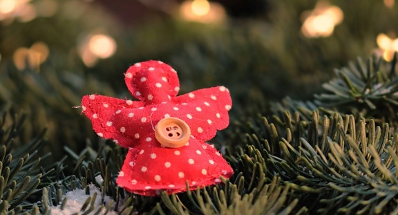 Kerstmis, knoop, doek, decoratie, fir tree, vakantie, winter